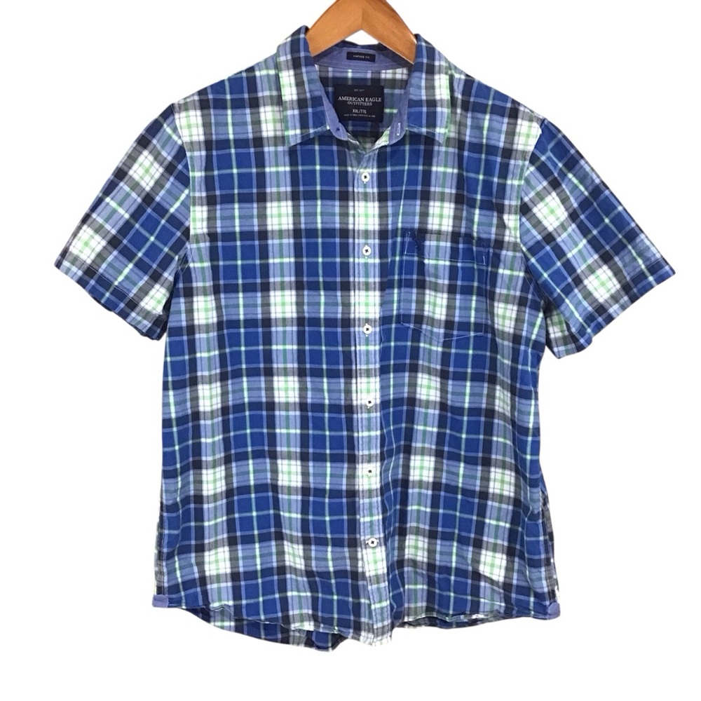 American Eagle Outfitters Vintage Fit Men's Blue Plaid Shirt XXL